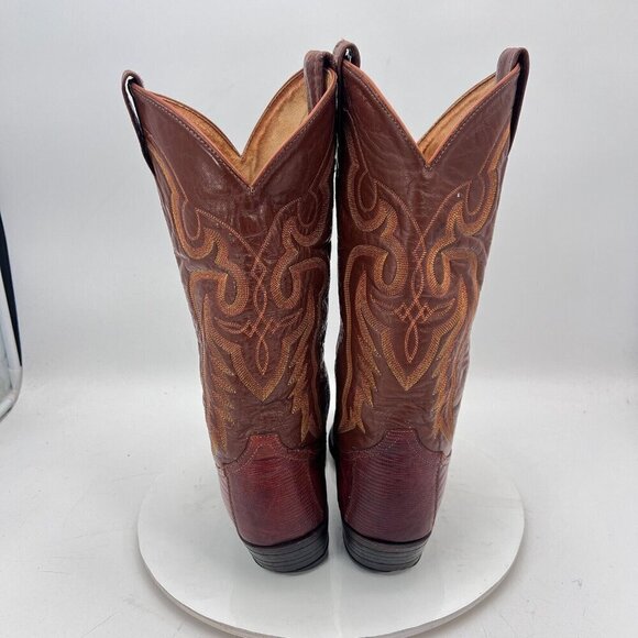 Tony Lama Men Size 8.5D 8540 Brown Cognac Exotic Lizard Leather Cowboy Boot - Picture 8 of 16